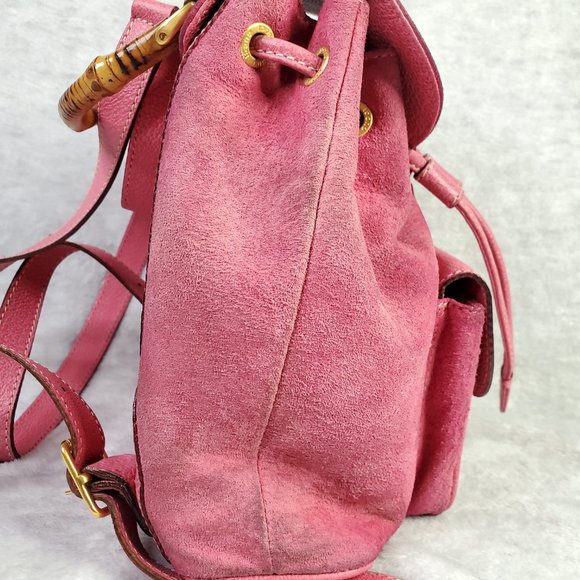 Gucci Pink Suede Leather & Bamboo Mini Backpack main image 6